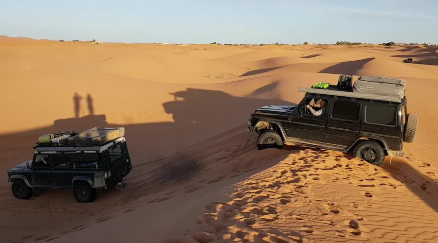 Lake Iriki dried lakebed crossing by 4x4 in southern Morocco