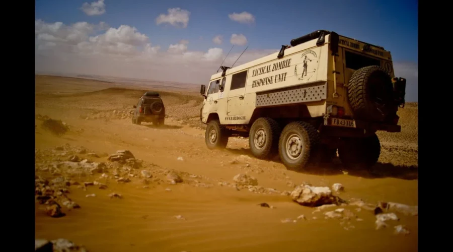5-day Grand Sahara off-road expedition vehicle on a desert track in Morocco